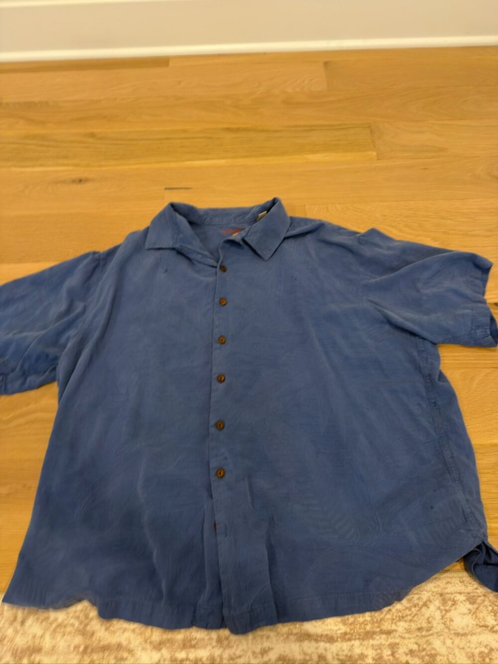 Blue Silk Tommy Bahama Button Down Short Sleeve